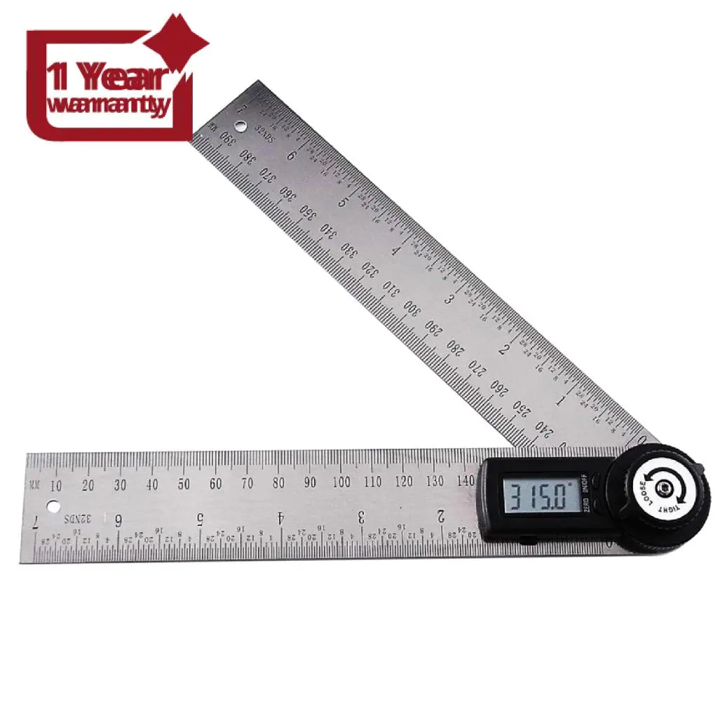 Ag-200D Digital 2-In-1 Angle Finder Meter Protractor Ruler 360° 400Mm Measure Ce Marking Lcd Display 1