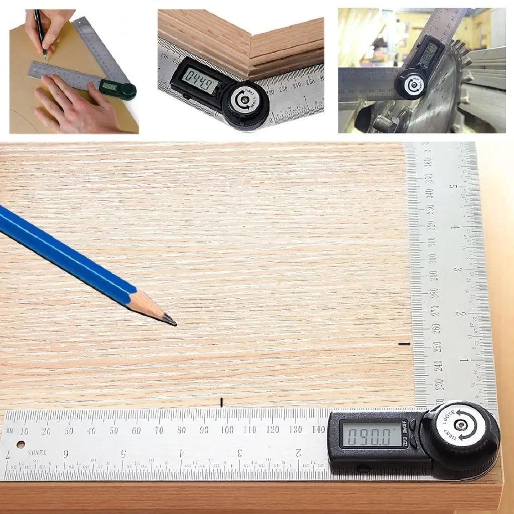 Ag-200D Digital 2-In-1 Angle Finder Meter Protractor Ruler 360° 400Mm Measure Ce Marking Lcd Display 2