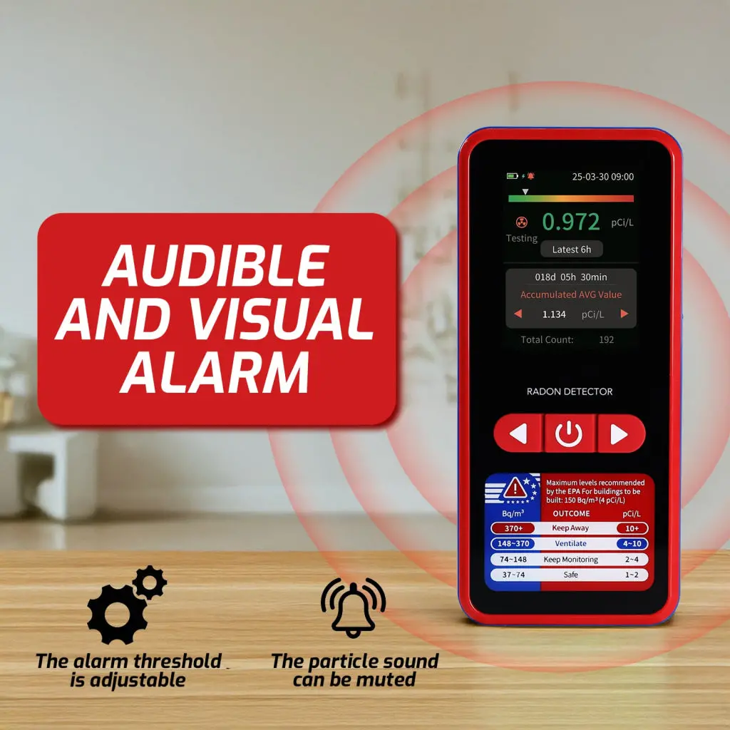 Aqm-514 Advanced Portable Radon Gas Detector – Real-Time Monitoring, High Sensitivity Sensor, Tft Color Display & Audible Alarm For Home, Basement, Workplace & Mine Safety 2