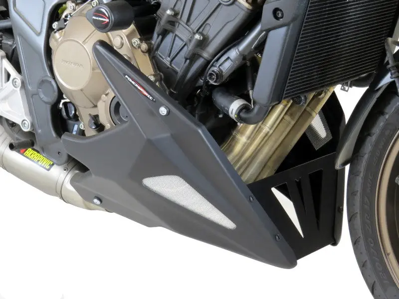 Fits Honda Cb650r 2019-2025 Abs Belly Pan Matt Black With Silver Mesh Powerbronze 1