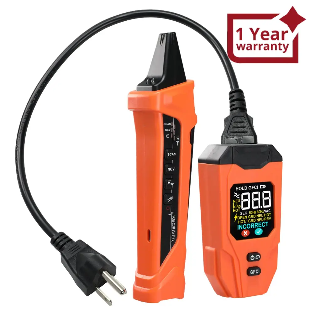 Cir-540 Digital Circuit Breaker Finder With Gfci Tester & Ncv Detection Electrical Circuit Tracer High Accuracy Colored Display Audible And Visible Light Indicator 1