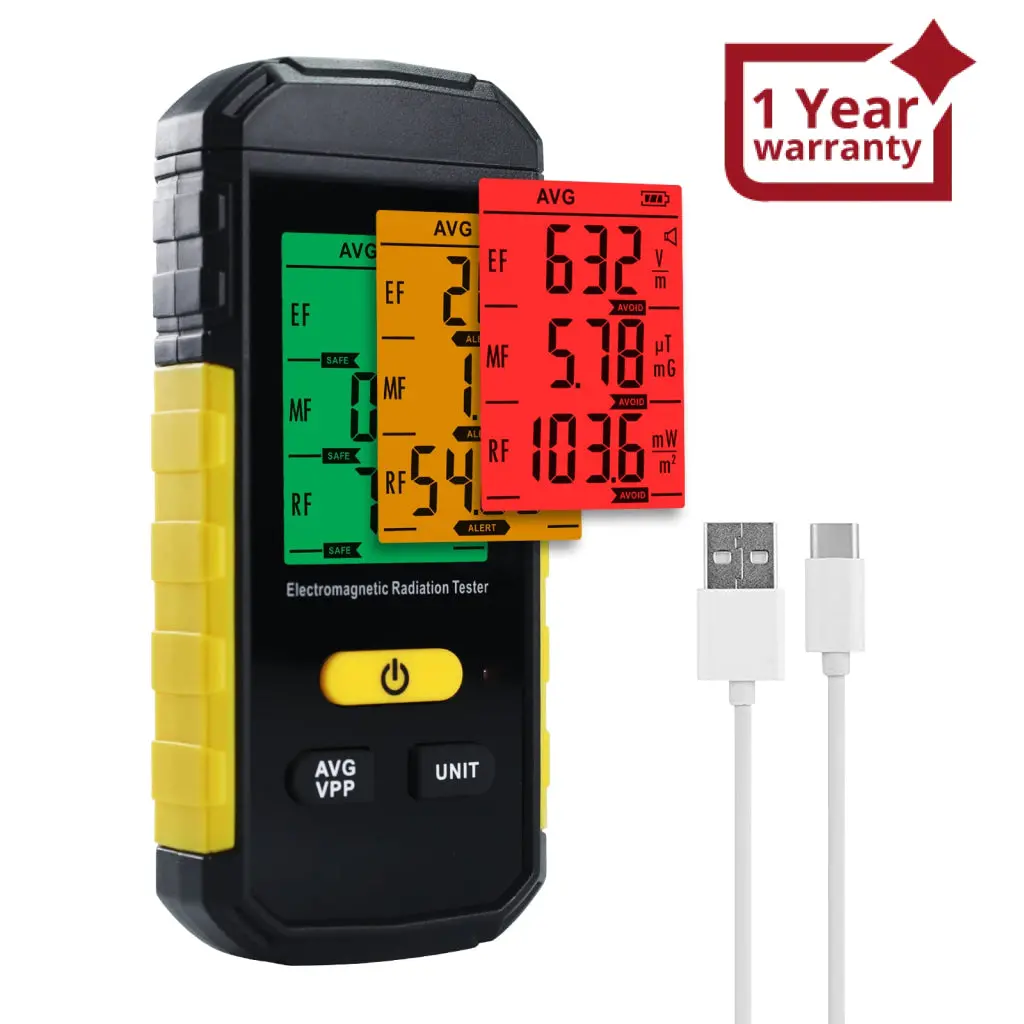 Emf-511 Professional 3-In-1 Emf Rf Meter: Electric / Magnetic / Rf Field Detector With Data Hold & Alarm, Emf Safety Tester For Home / Industry Use 1