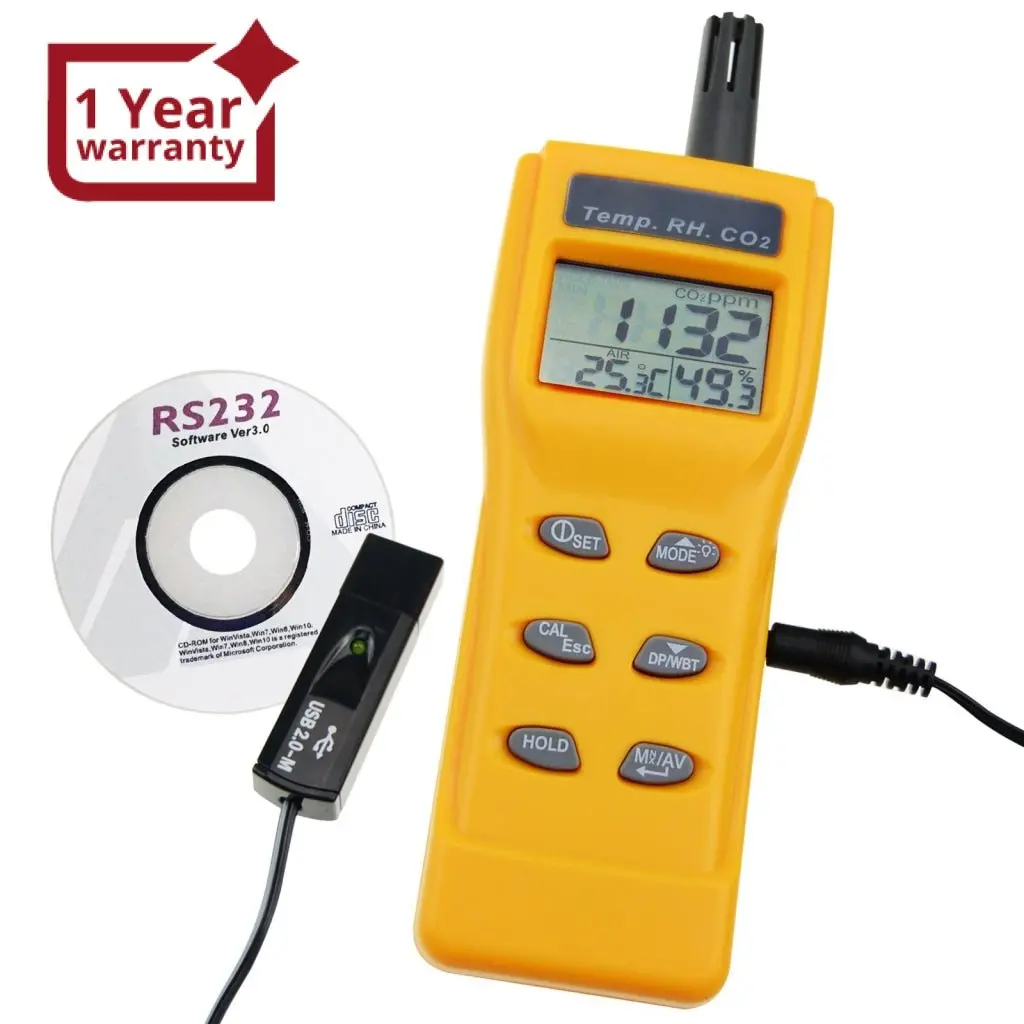 7755_Cd_Adaptor Carbon Dioxide (Co2) Rh & Temperature Real-Time Air Quality Monitor With Pc Software Recording Analyzer 1