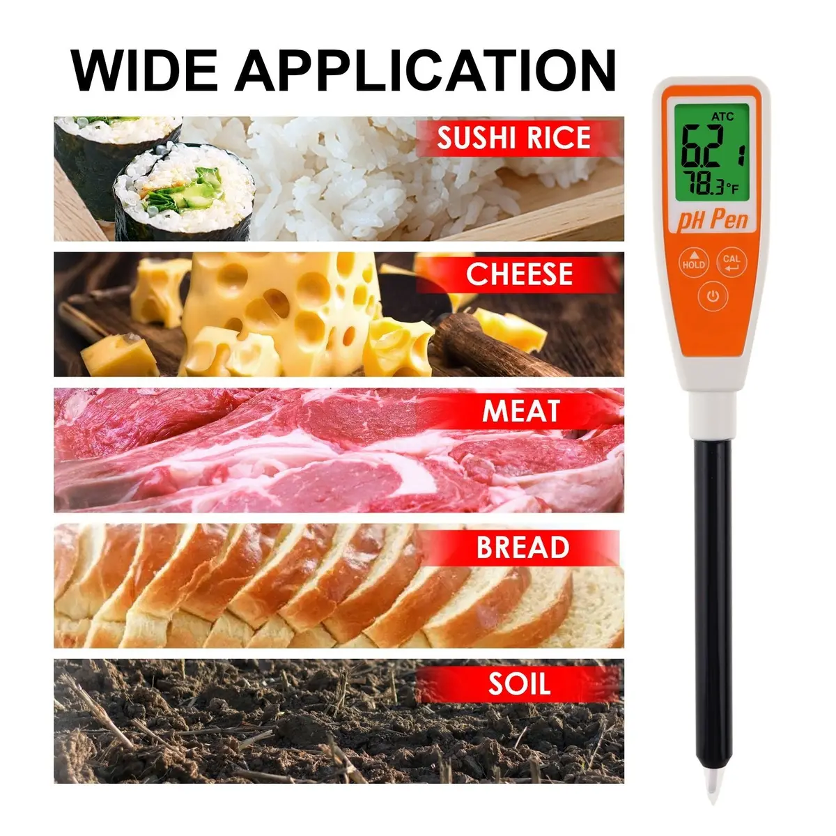 8694 Long Glass Tube Pentype Ph Meter Sharp Tip Probe Digital Water Quality Tester Dual Display With Atc 2.0~12.0Ph Measurement Range 2