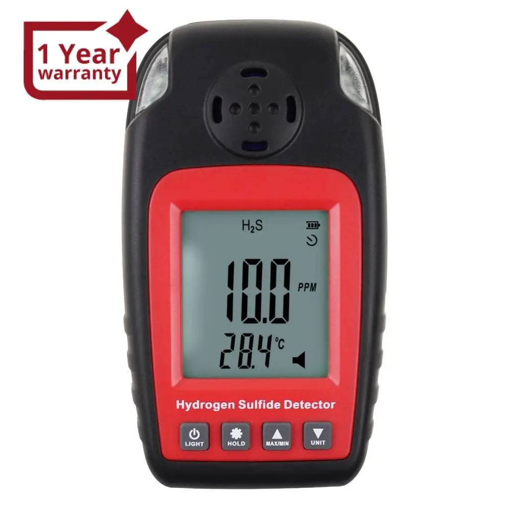 Aqm-338 Hydrogen Sulfide Detector H₂s Monitor 0~100Ppm Electrochemical H₂s Sensor Led Alarm With Lcd Screen Backlight Portable Tester 1