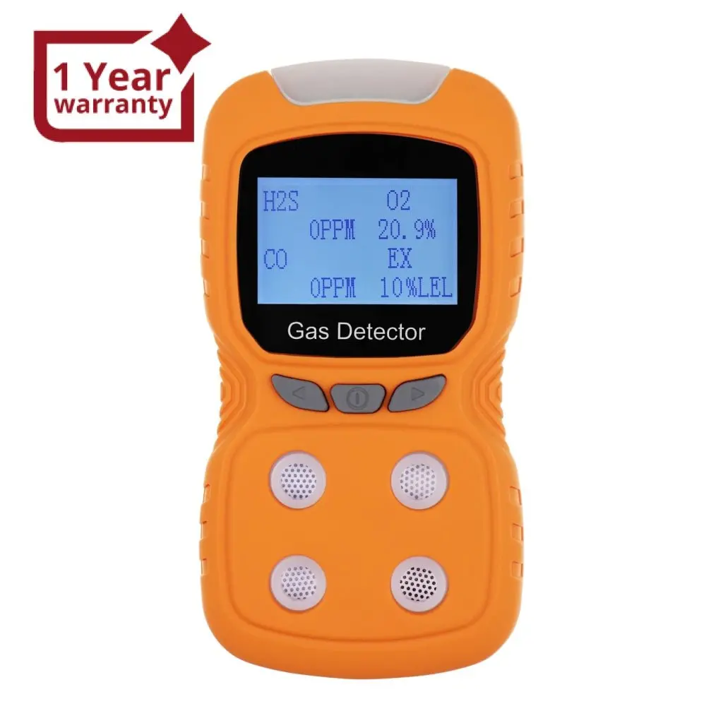 Aqm-384 Portable Gas Detector Co H₂s O₂ Ex (Lel) 4 Gas Detection Gas Rechargeable Clip Sniffer With Audible Visual Vibration Alert And Voice Prompt 1