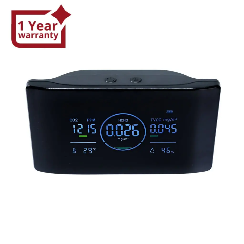 Aqm-422 Iaq Monitor 5 In 1 Professional Hcho | Co2 | Tvoc Meter With Humidity & Temperature Measurement Ndir Sensor Portable Carbon Dioxide Monitor For Home, Rv, Grow Tents, Factory Etc. 1
