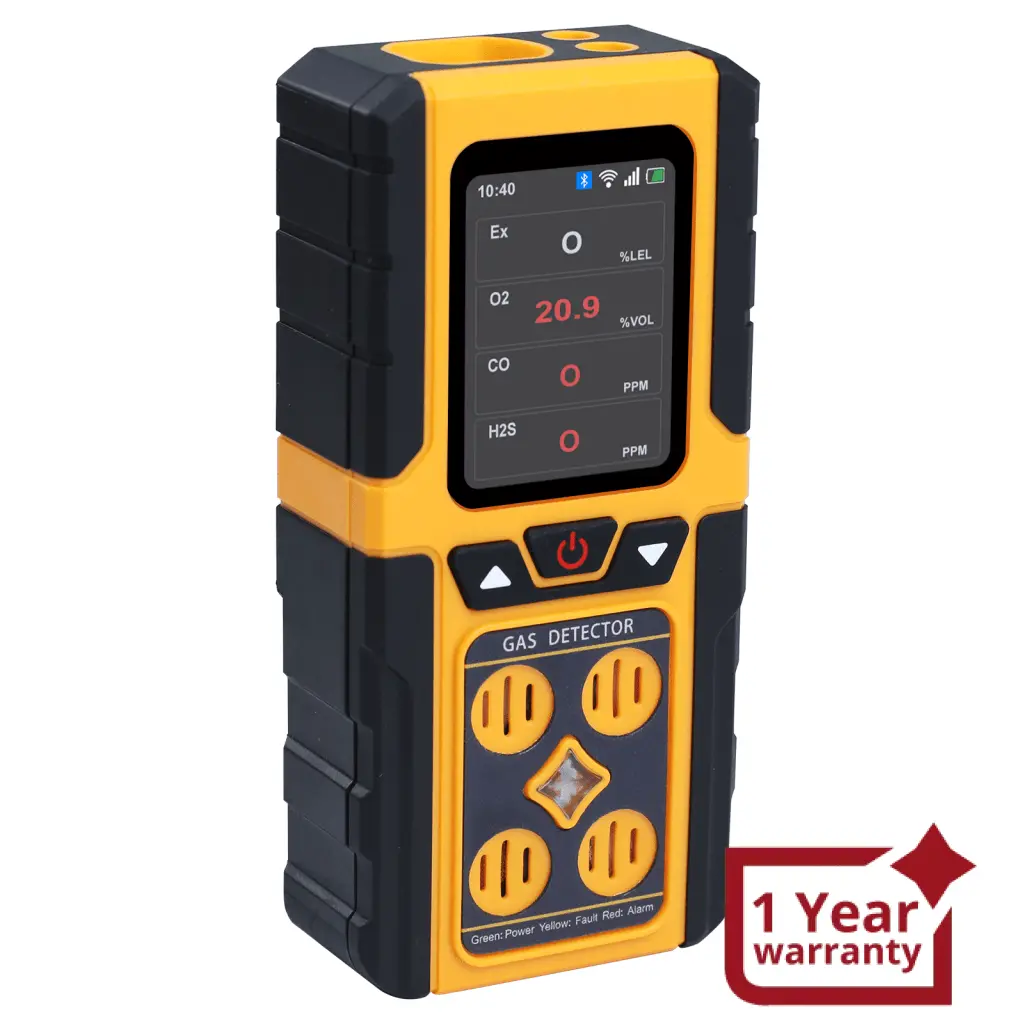 Aqm-434 Gas Leak Detector 4-In-1 H2s|Ex|O2|Co Tester Analyzer Instant Alerts Audible, Light, Vibration Alarm Natural Methane Gas Detector Ip68 With Data Storage Portable Rechargeable 1