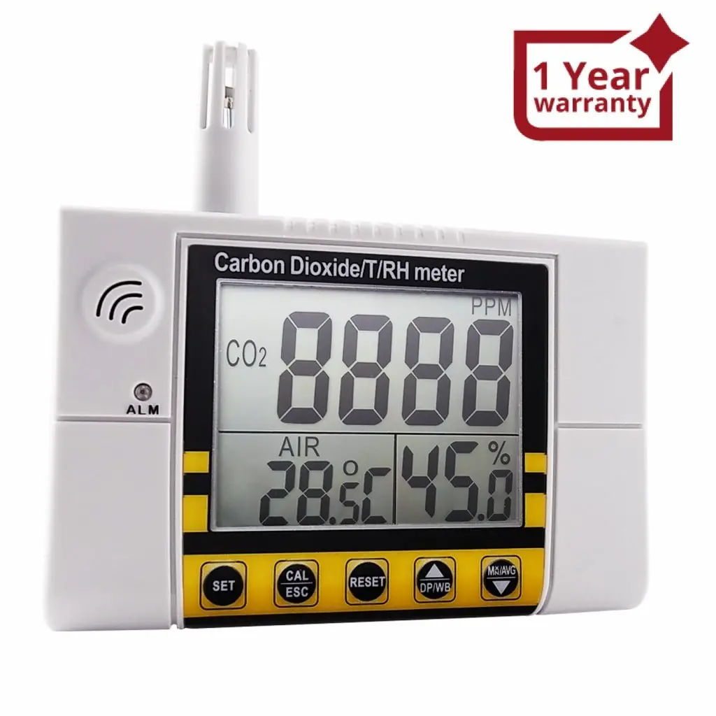 Co22 Carbon Dioxide / Temperature/ Humidity Indoor Air Quality Monitor Meter, Wall Mountable Co2 Detector 0~2000Ppm Range 1