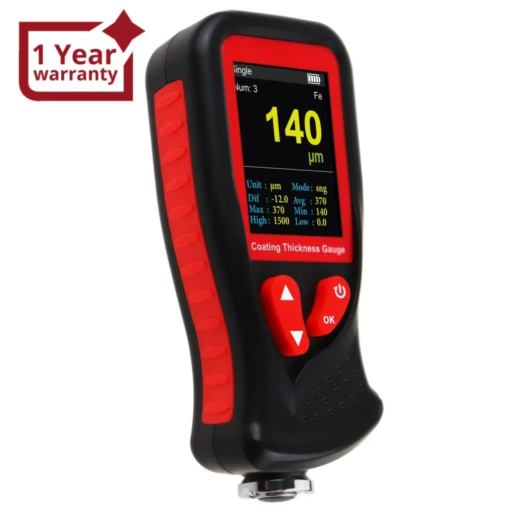 Ctm-275 Professional Thickness Meter Gauge Digital Hd Colored Display Car Paint Coating Tester Data Storage Screen Rotation Rechargeable Battery Automotive Tool 0~1300Um/51Mil Measurement Range 1