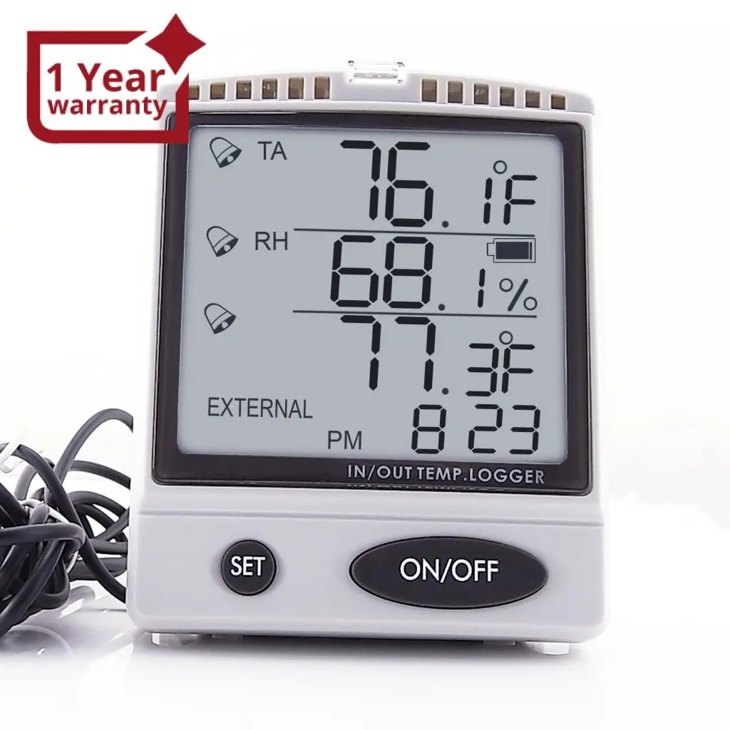 Dlg-87799_Sd Professional Humidity And Temperature Meter Data Logger Sd Memory Record External / Internal Sensor 1