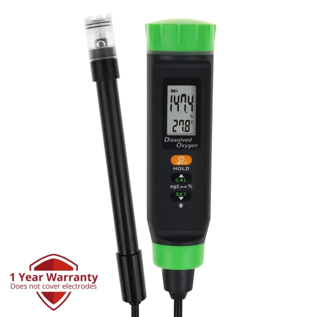 Dom-383 Digital Rechargeable Do Meter Dissolved Oxygen Tester With Floating Probe Long Cable Electrode, Atc 1