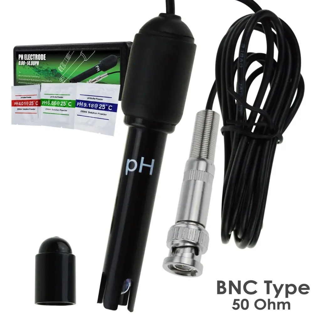 E-2627 Ph Probe With Bnc Connector, 150Cm Long Cable 0-14Ph Test Sensor Electrode For Ph Meter Monitor Controller, Replacement Kit For Aquarium Hydroponics Plant Pool Spa 1