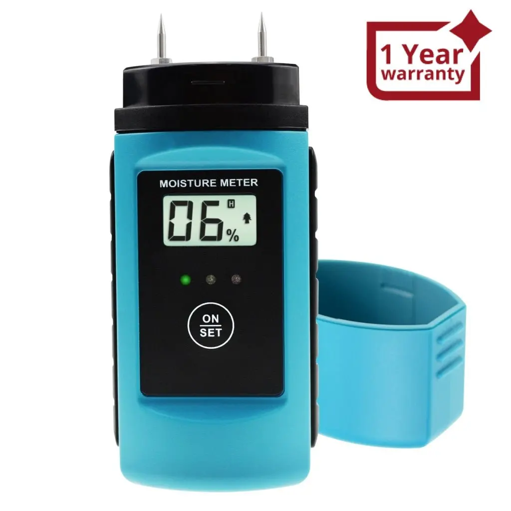 E04-015 Digital Wood & Building Material Moisture Meter Tester W/ Led Indicator, Sawn Timber Cardboard Paper Mortar Concrete Plaster Environment Temperature, For Woodworking Woodworker Handcrafter 1