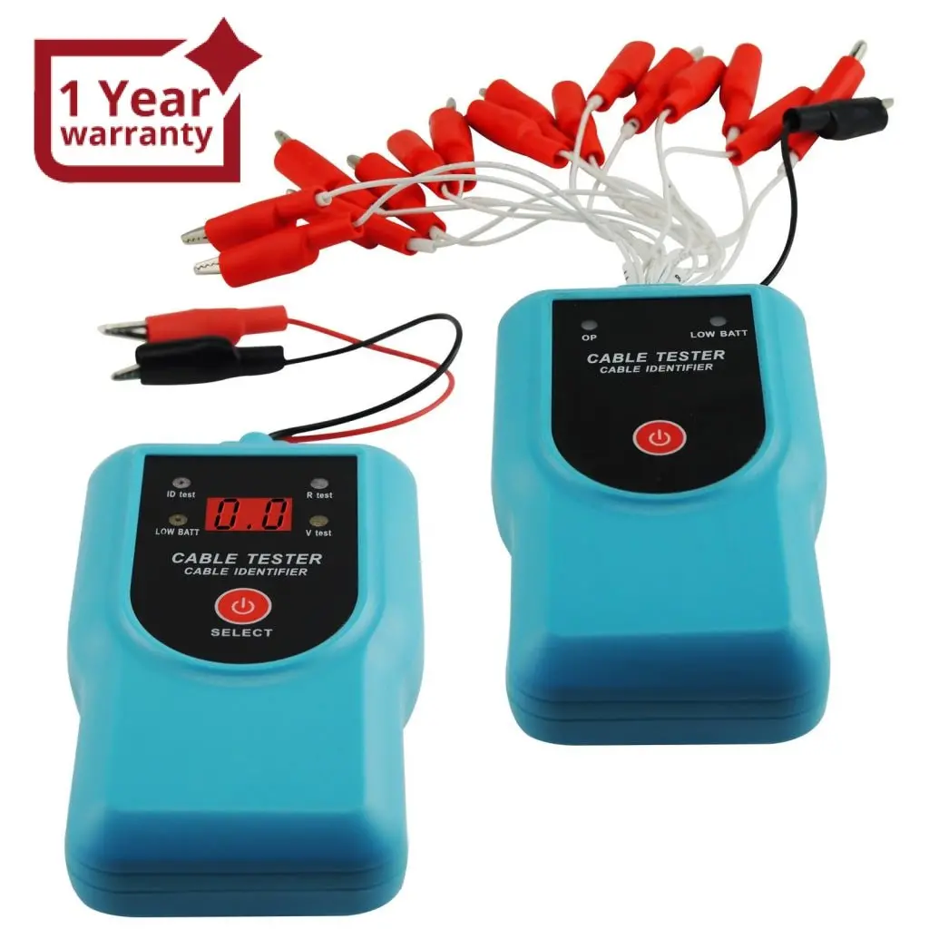 E04-031 Transmitter & Receiver Cable Tester Identifier Alligator Clip Test Dc Voltage Continuity Overload Protection 1