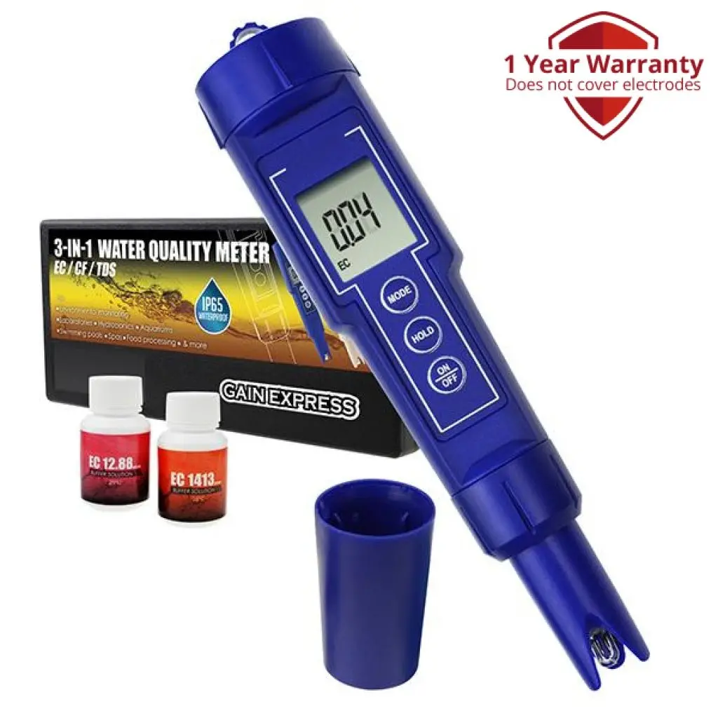 Ec-1385 3-In-1 Digital Ec / Cf / Tds Meter Combo Water Quality Tester Ip65 Waterproof Conductivity With Atc Aquarium, Hydroponic, Laboratories, Environmental Monitoring Test Tool Kit 1