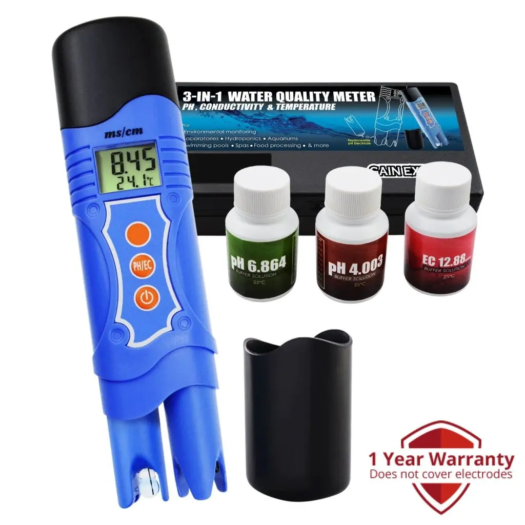 Ecm-226 3-In-1 Conductivity Ec & Ph & Temperature Meter Multi-Parameter Tester Digital Pen Atc, Water Quality Test Analyze Calibration Kit, 0.01Ms/Cm Resolution, Aquarium Hydroponics Tank Pool Lab Spa 1