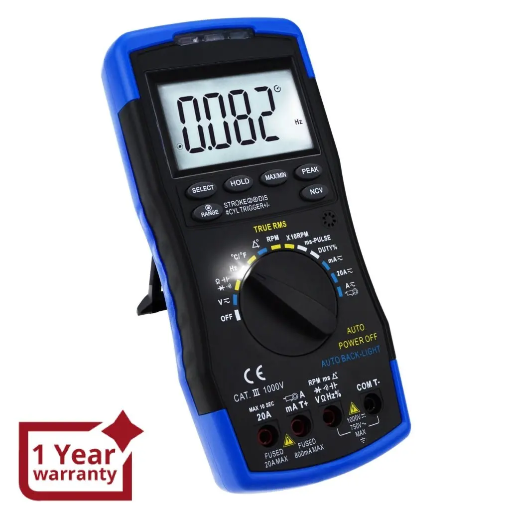 Eng-214 Auto-Ranging Lcd Digital Multimeter Engine Analyzer Tester Dcv/Acv, Rpm Tachometer, Dwell Angle, Current, Temperature, Resistance, Diode Continuity Test, Pulse Width 1
