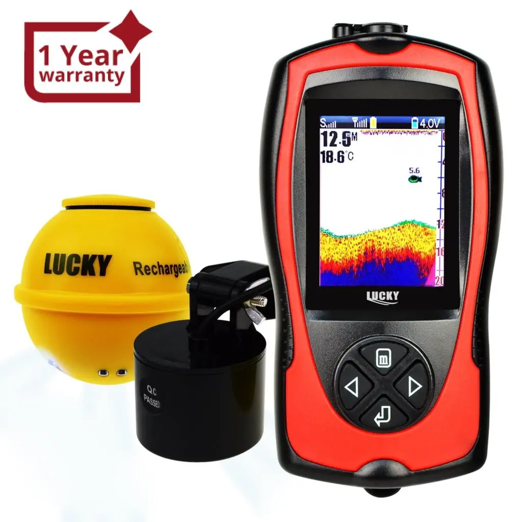 Ff-1108-1Cla Lucky 100M (328Ft) Wireless & 45M (147Ft) Wired Sonar 2-In-1 Color Fish Finder Attracting Light, Sea Night Fishing 90° Beam Angle Rechargeable 1