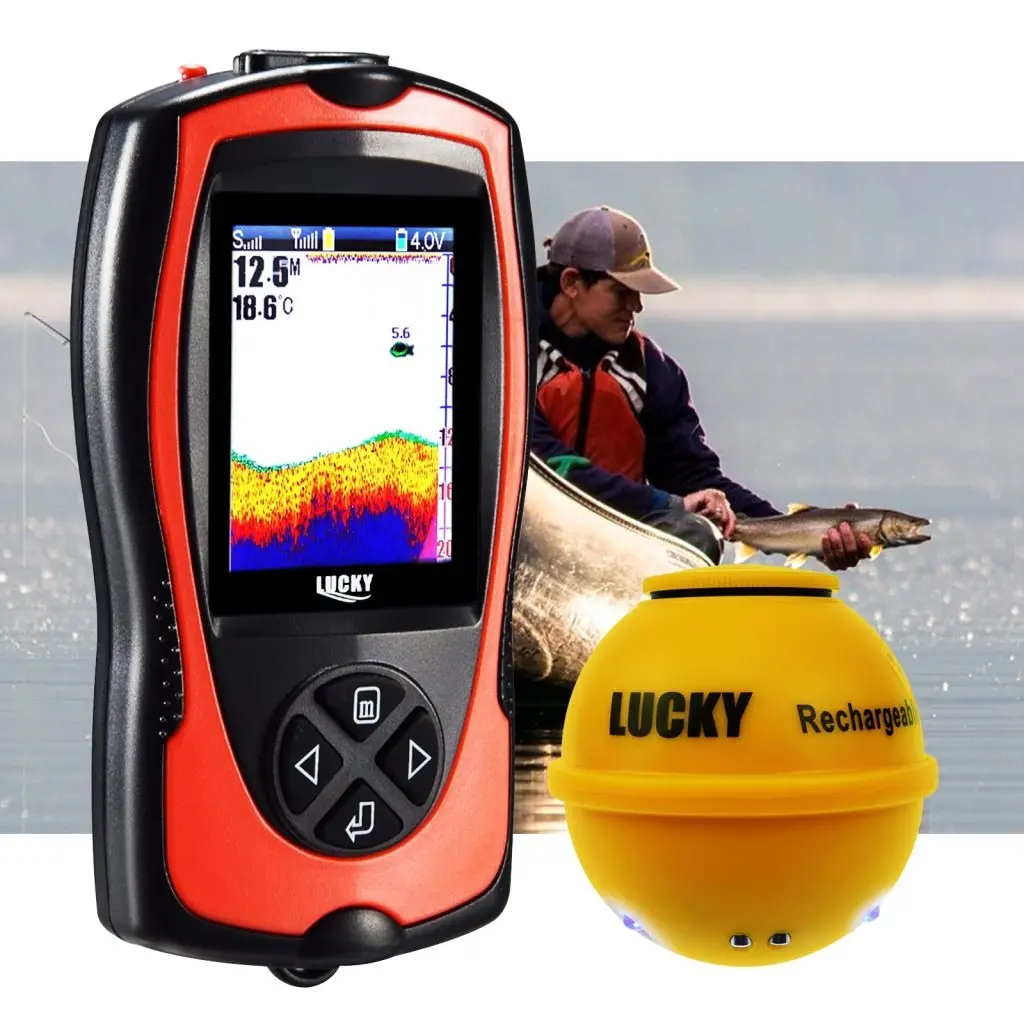 Ff-1108-1Cwla Lucky Wireless Fish Finder With Fish Attractive Light Lamp & Color Lcd, Portable Rechargeable Fishfinder Locator, 45M Depth 60M Sonar Sensor Transducer Range For Boats Kayak Ice Night Fishing 2