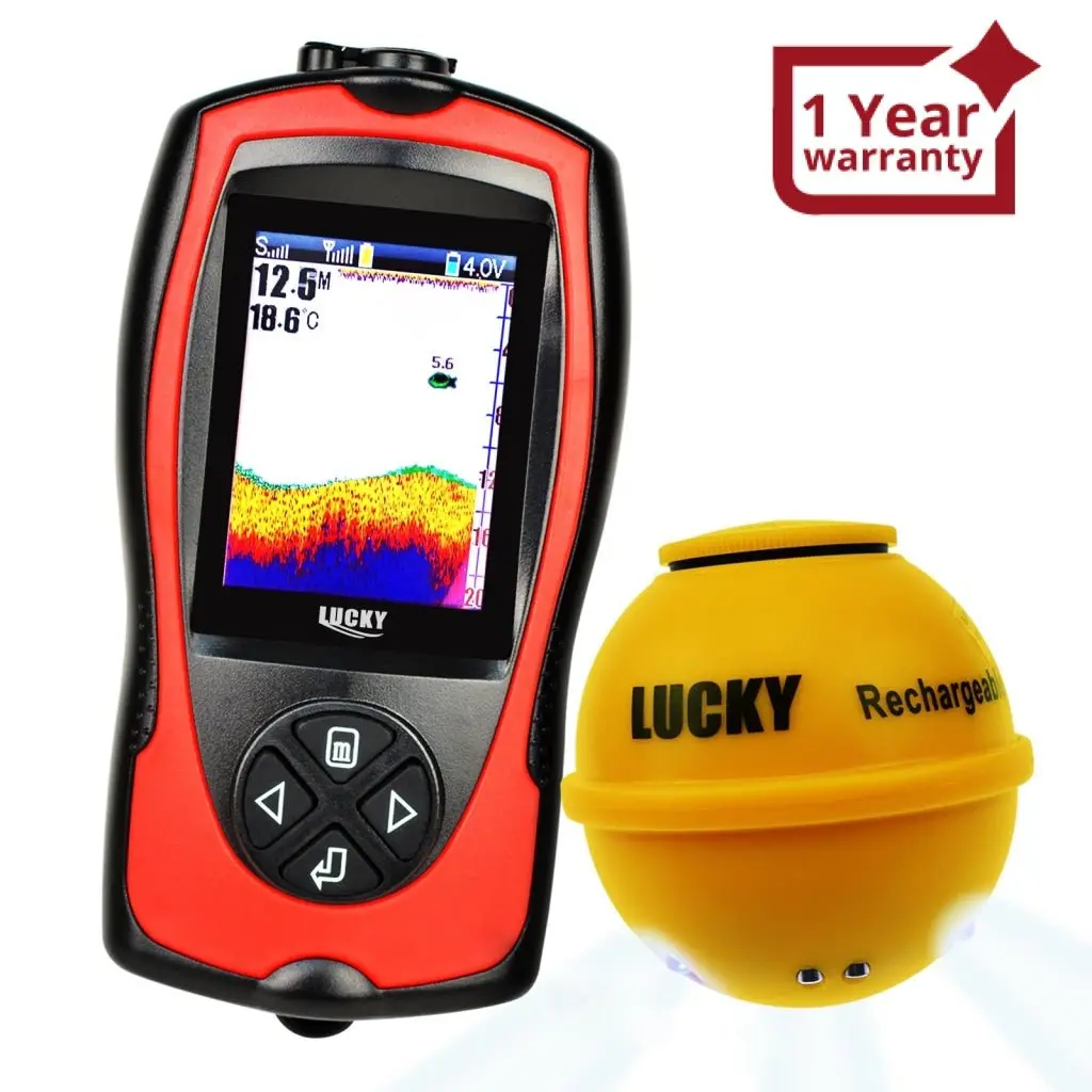 Ff-1108-1Cwla Lucky Wireless Fish Finder With Fish Attractive Light Lamp & Color Lcd, Portable Rechargeable Fishfinder Locator, 45M Depth 60M Sonar Sensor Transducer Range For Boats Kayak Ice Night Fishing 1
