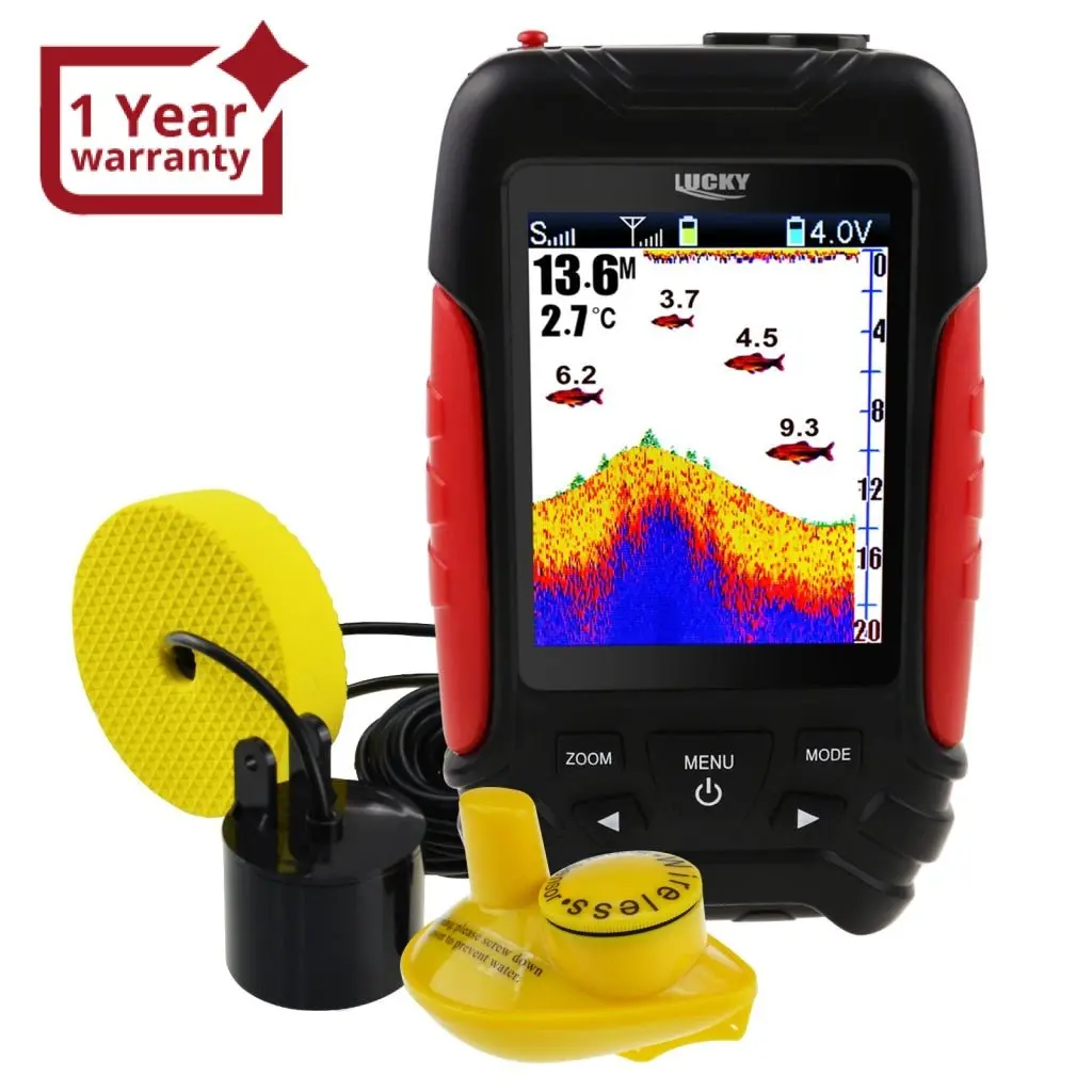 Ff-168Lic Lucky 2-In-1 Wired & Wireless Color Fish Finder Fishfinder Fishing Locator, 100M / 45M Depth Range Transducer Sonar Sensor, Portable & Rechargeable 1