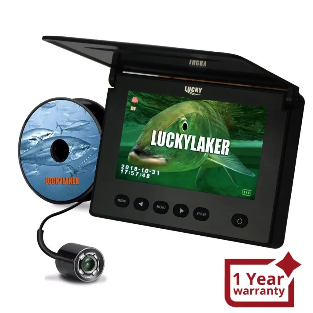Ff-180Ar Lucky Underwater Camera Fish Locator Finder Sun-Visor Liftable Protective Cover, 120° Wide Angle 20M Cable Length 4 Ir Led 4.3" Display Video & Photo Capture Rechargeable 1