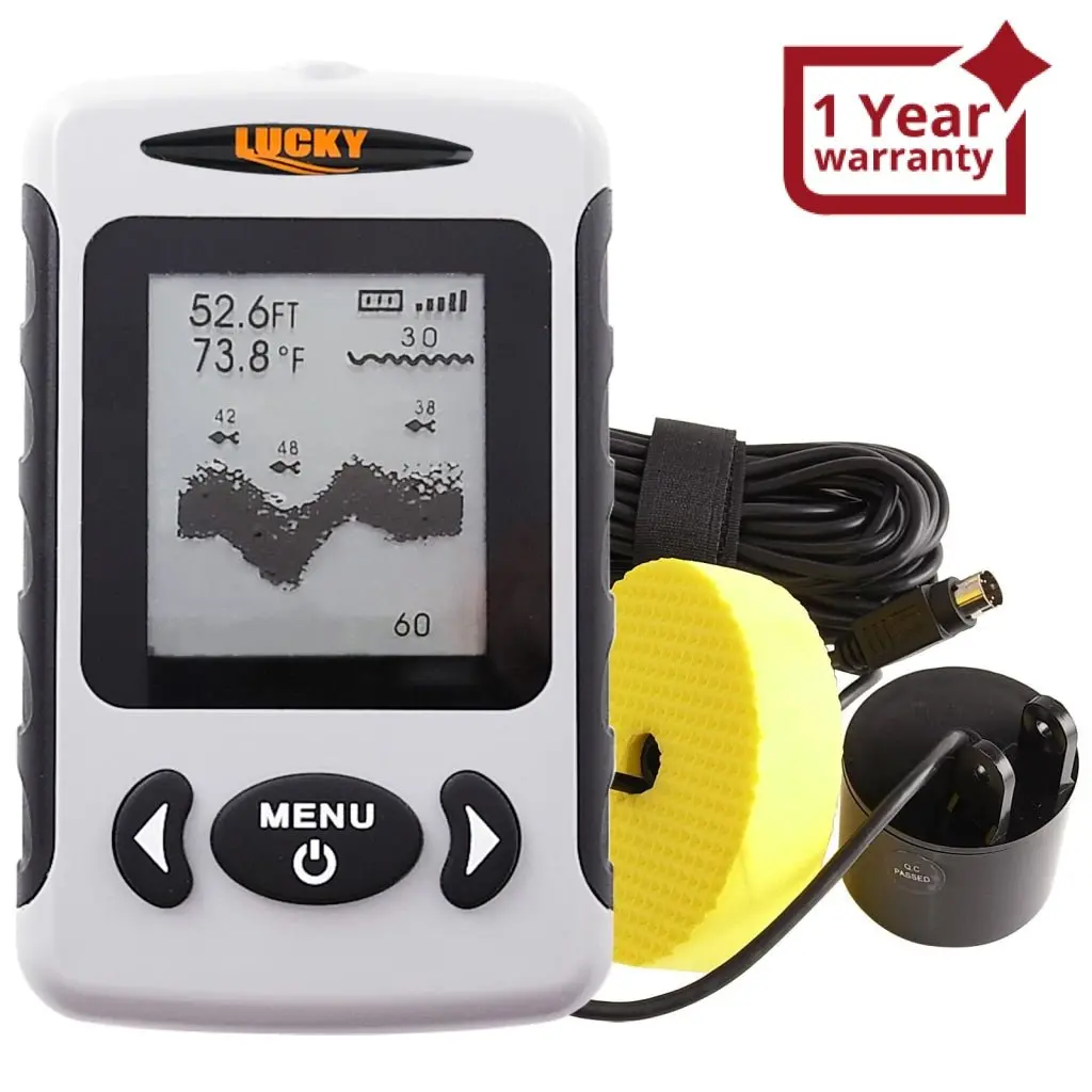 Ff-718 Lucky Wired Water Resistant (100M/ 328Ft Depth) Professional Fish Finder With  Alarm Sonar Frequency 200Khz Transducer Removable Adapter With 180° Adjustable Angle For Ocean, River, Lake And Even On Icy Water For Ice Fishing 1