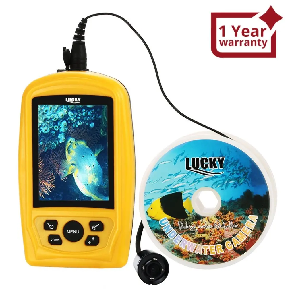 Ff-3308-8 Lucky Portable Underwater Fishing & Inspection Camera Video System Kit W/ 3.5Inch Handheld Color Live-View Display Monitor, 20M Cable, Cam With Wide Angle Lens & Far-Infrared Led, Cmd Sensor Fish Finder Sea Locator 1