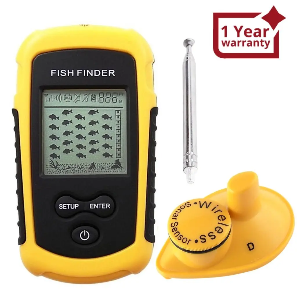 Ffw-1108-1 Lucky Dot Matrix Wireless Sonar Sensor Fish Finder With Audible Fish Alarm & Backlight, Depth Sounder 45M (147Ft) For Fresh And Salt Water, Ocean, River, Lake, Sea, Ice Icy Water, Fish Locator, Bottom Contour Weed Detector 1