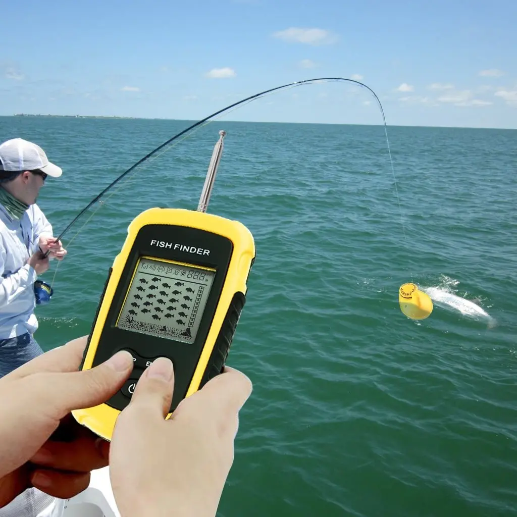 Ffw-1108-1 Lucky Dot Matrix Wireless Sonar Sensor Fish Finder With Audible Fish Alarm & Backlight, Depth Sounder 45M (147Ft) For Fresh And Salt Water, Ocean, River, Lake, Sea, Ice Icy Water, Fish Locator, Bottom Contour Weed Detector 2