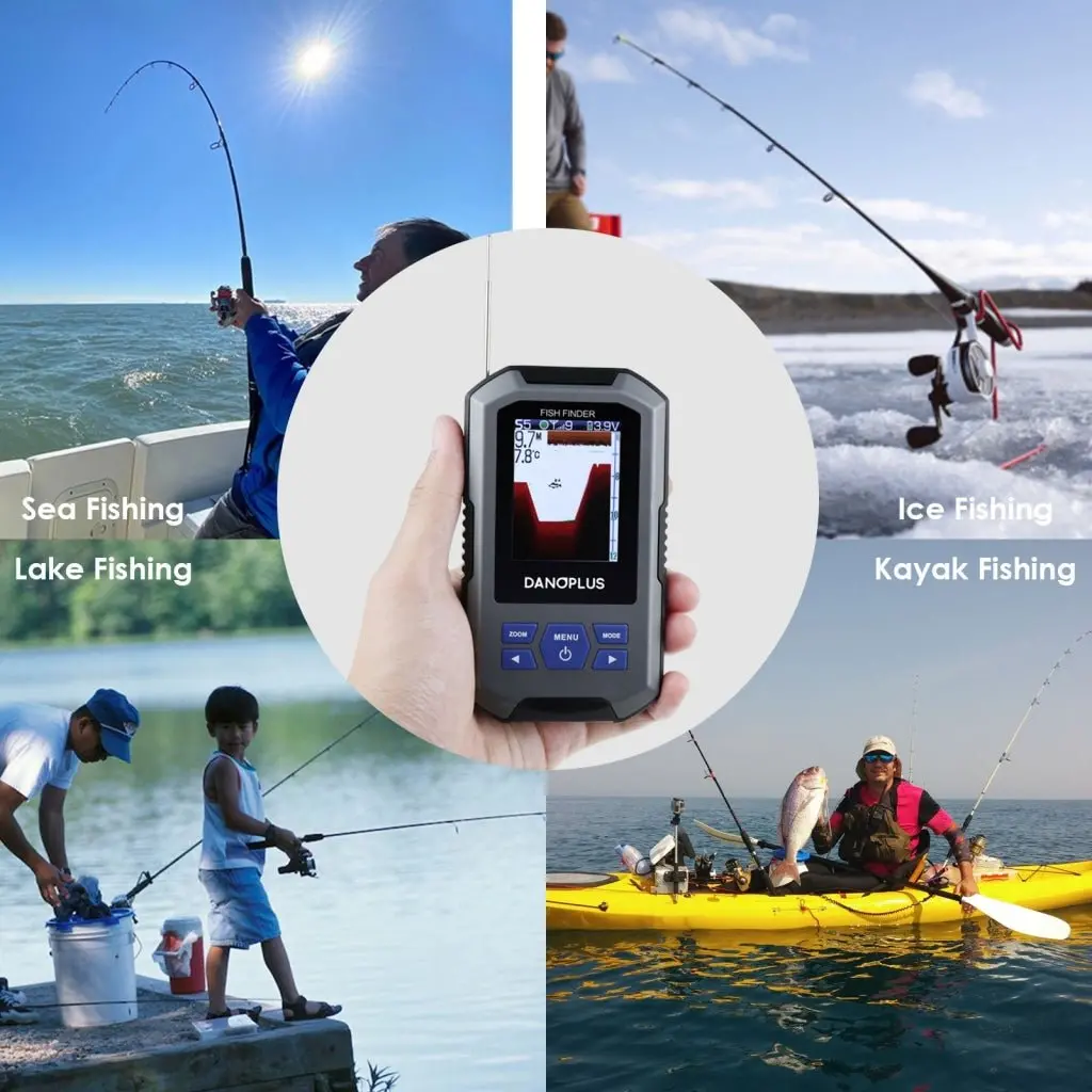Ffw-335 Fish Finder Wireless Sonar Sensor 125Khz Frequency 45 Meters / 147 Feet Depth Alarm Function And Large Lcd Display 2
