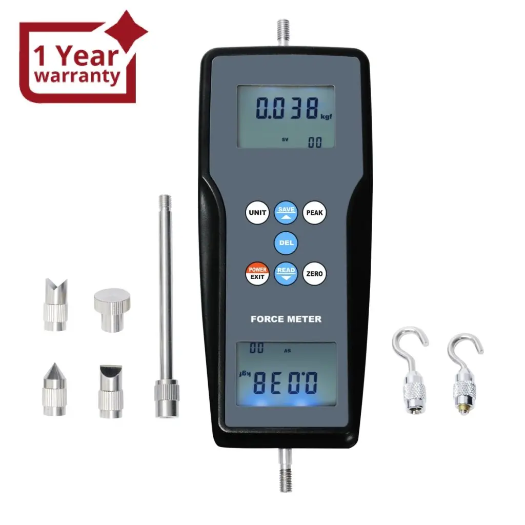 Fm-207 Digital Force Meter Gauge Pull & Push Magnitude Test Tester Newtonmeter Newton N / Kg / Lb / G Measurement, For Manufacturing, Electronics, Building Hardware, Textile, Auto Parts 1