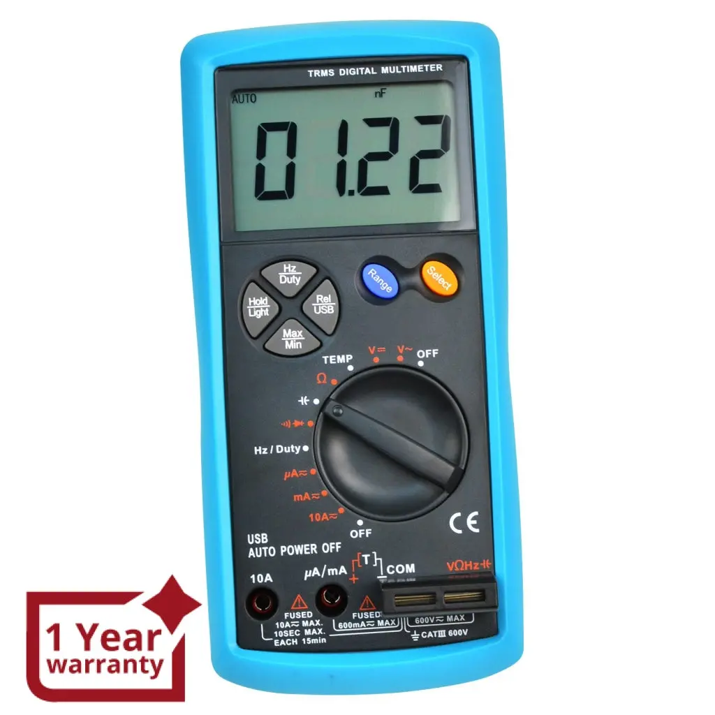 E04-038 Multimeter Dmm True Rms Trms Auto-Ranging W/ Usb Interface, Multi Meter Tester, Ac/ Dc Current Voltage Resistance Capacitance Diode 1