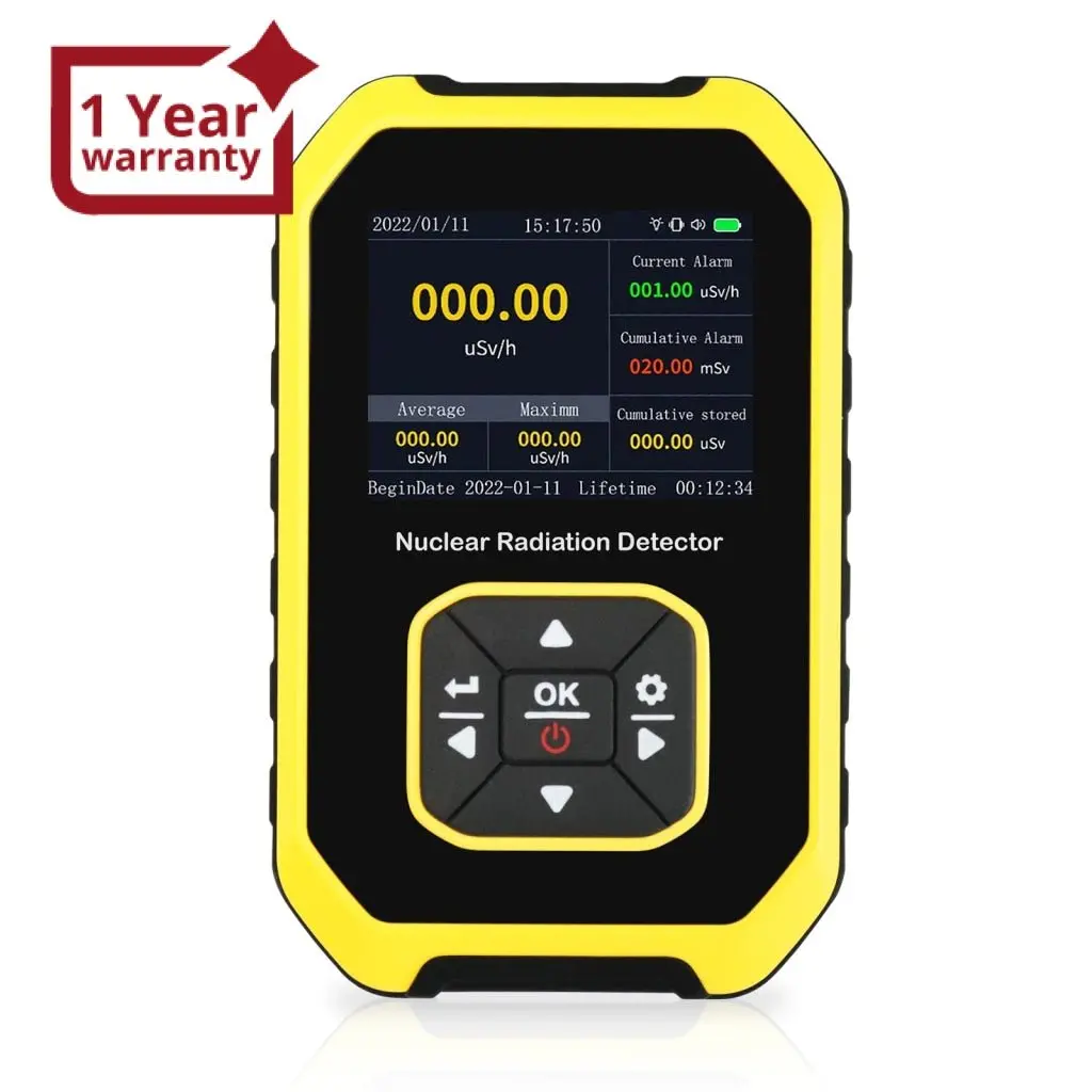 Gam-391 Geiger Counter Nuclear Radiation Detector Handheld Dosimeter Beta Gamma X-Ray Rechargeable Radioactive Monitor Tester Switchable 5 Dosage Units For Outdoor Industry Research And Personal Home Usage 1