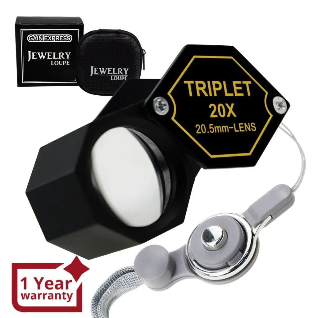 Gem-252 20X Magnification 20.5Mm Jeweler Gem Loupe Triplet Lens Magnifier Jewelry Optical Glass Great Professional Hobbyist Stamp & Coin Mechanics Machinists 1