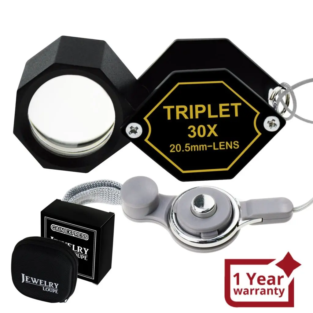 Gem-253 30X Jeweler 20.5Mm Gem Loupe Magnifiers Jewelry Triplet Lens Optical Glass Magnification For Professionals Hobbyists Stamp & Coin Mechanics Machinists 1