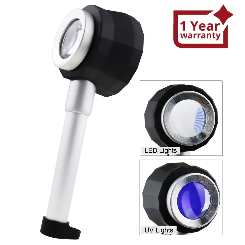 Gem-310 10X Magnification Optical Glass Loupe Magnifier Double Lens Magnifying Jewelry Gem Tool 1/16Inch & 0.5Mm Scale 1