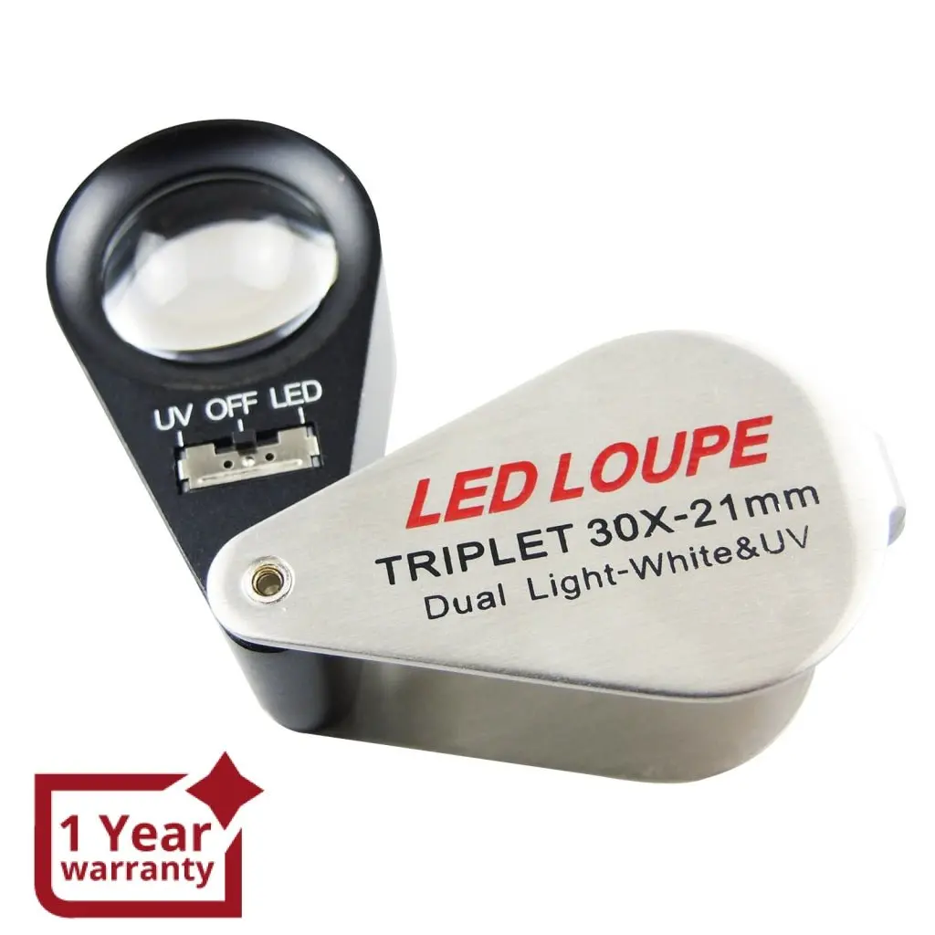 Gm31 Mini 30X Jeweler Loupe Magnifier + Led & Uv Light 21Mm Lens 1