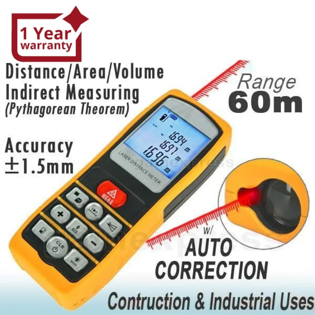 Gm60d Professional 60M Laser Distance Meter W/ High Accuracy ±1.5Mm 1