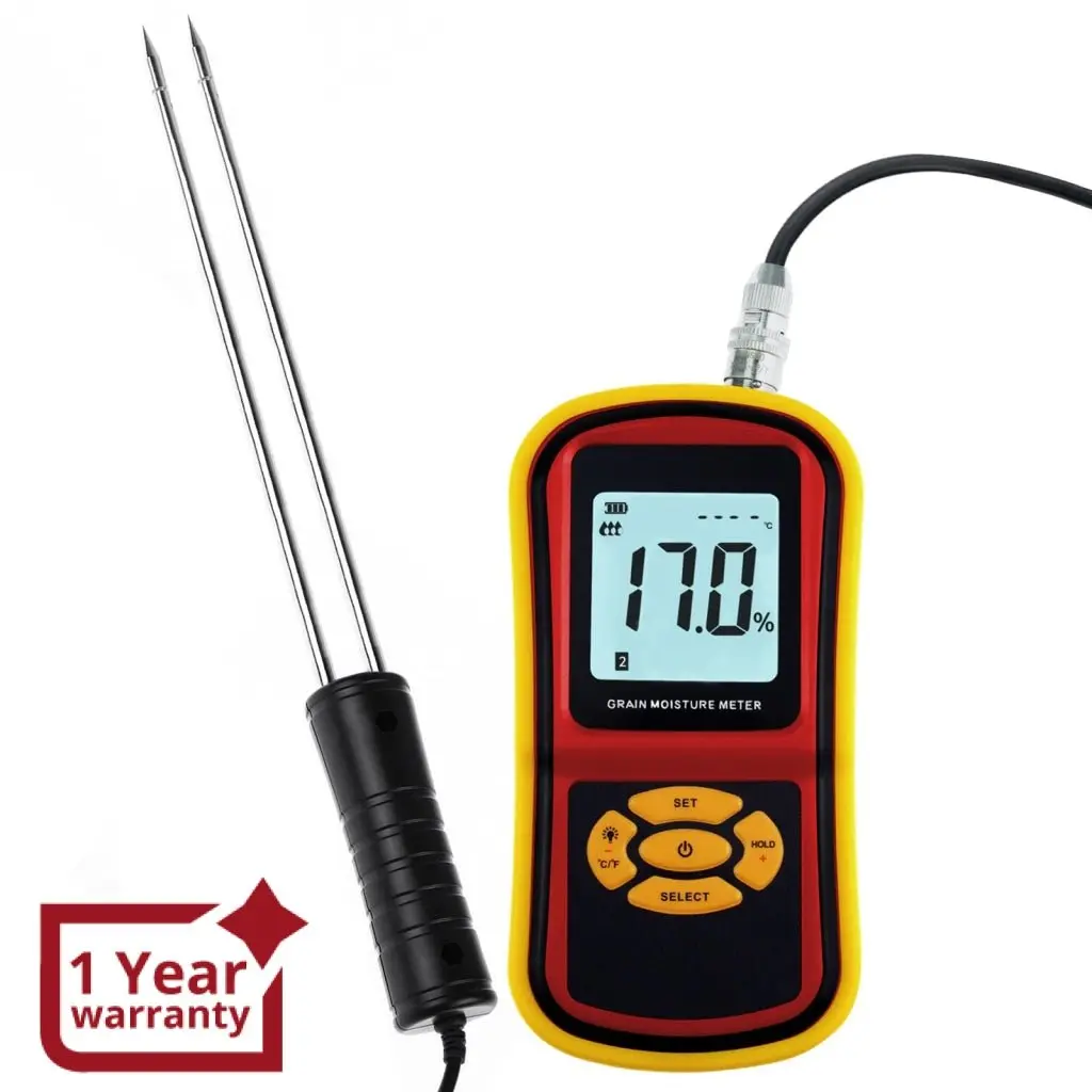 Htm-42 Portable Digital Grain Moisture Meter, Compact High Quality Rice Corn Wheat Tester Analyzer- Range 5~30%, Temperature Humidity Measure 1