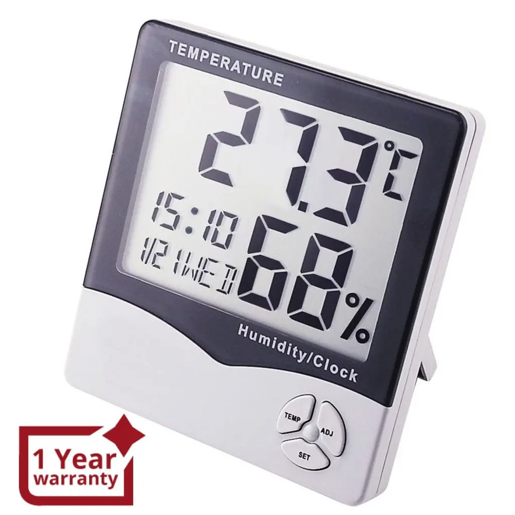 Ir-807 Digital Hygrometer Temperature Humidity Meter Lcd Clock 1