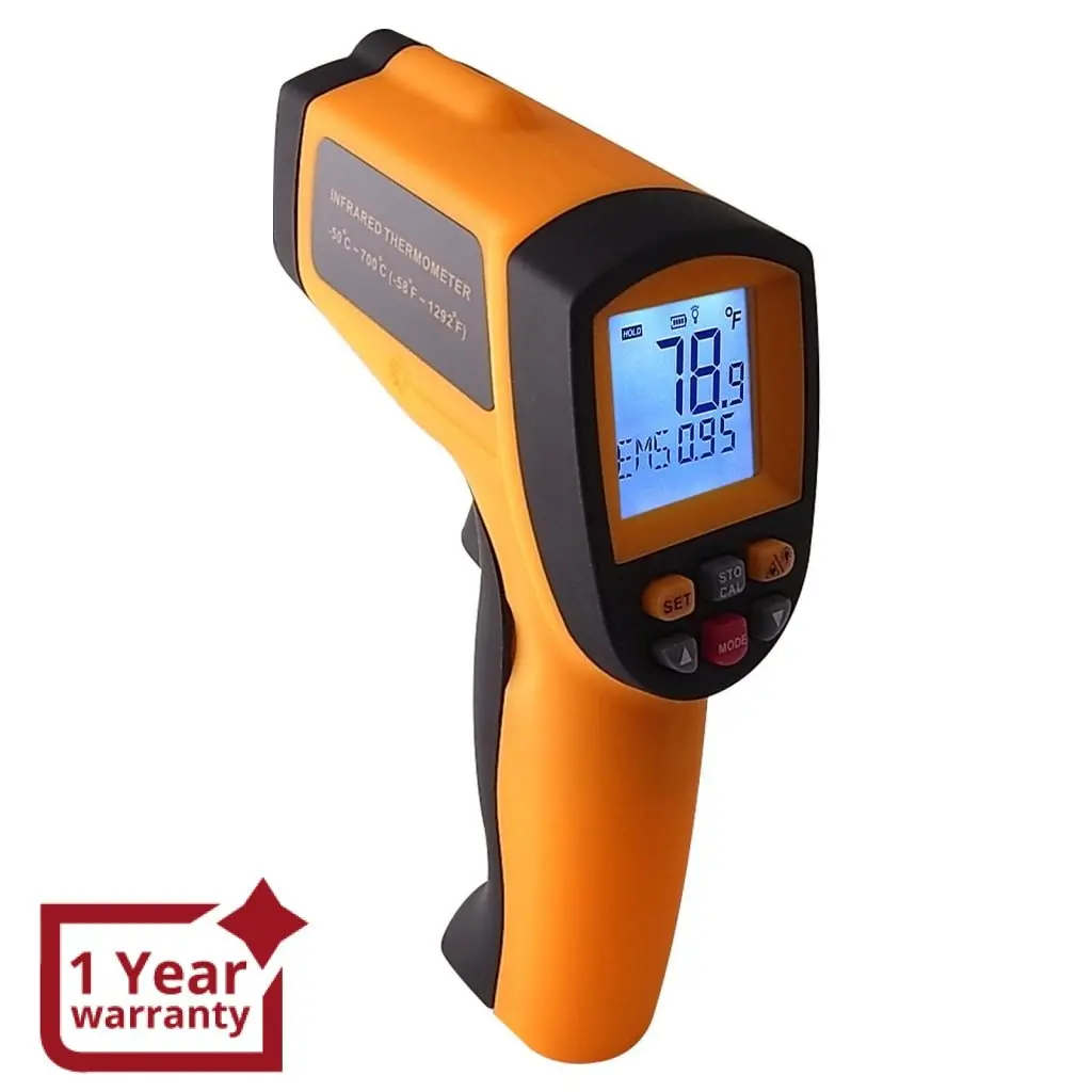Ir-G700 Digital 0.10~0.99 Em Infrared Thermometer 12:1 Pyrometer 700°C 1