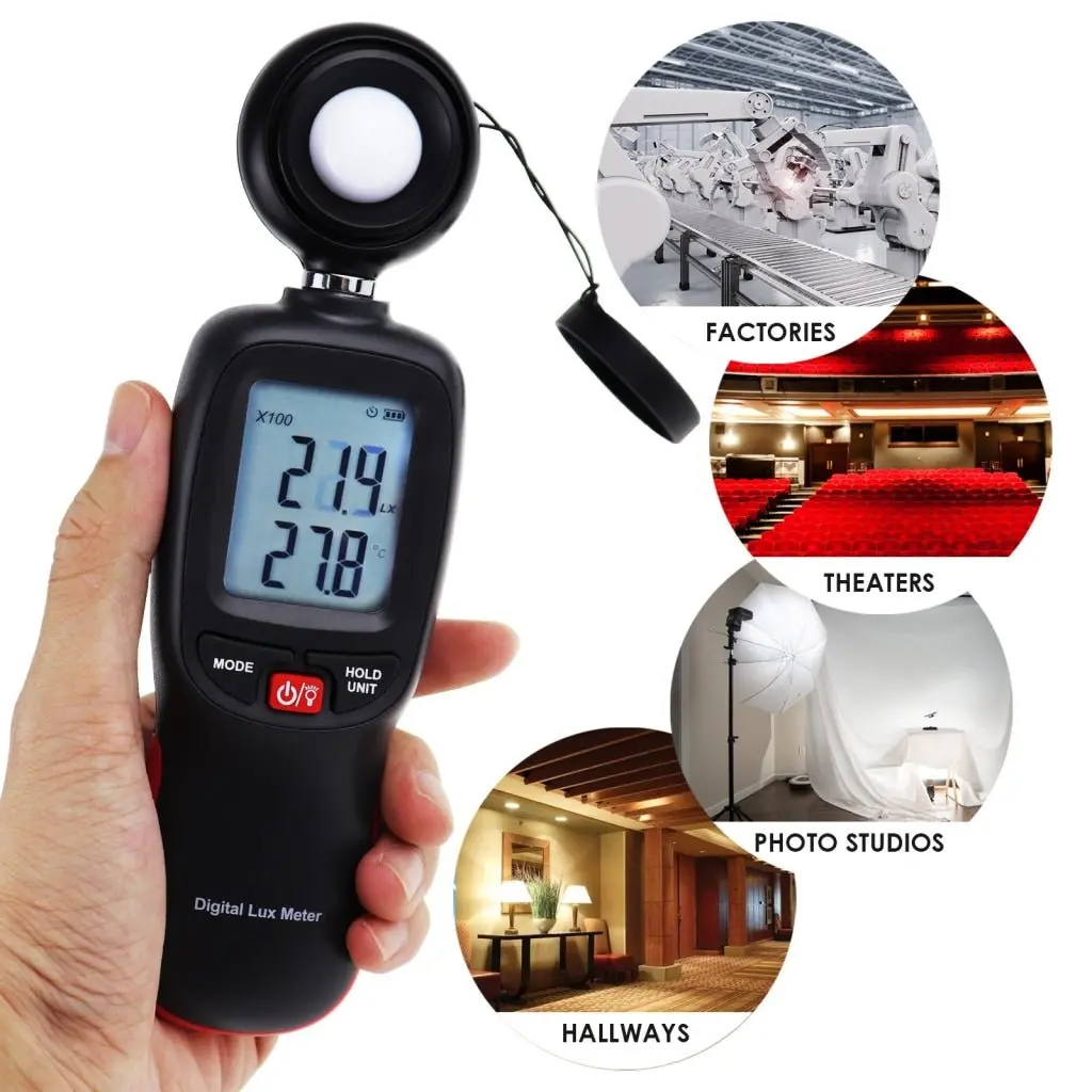 Lux-274 Light Meter Digital Illuminance Luminometer Up To 200,000 Lux Luxmeter Foot Candle/Lux Temperature Tester Handheld With Backlight And Data Storage 2