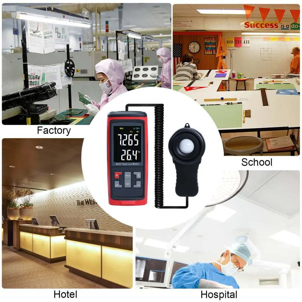 Lux-426 Split Type Digital Light Lux Meter With Temperature Measure Colored Lcd Display Illuminance Meter For Luminosity Measuring & Monitoring 2
