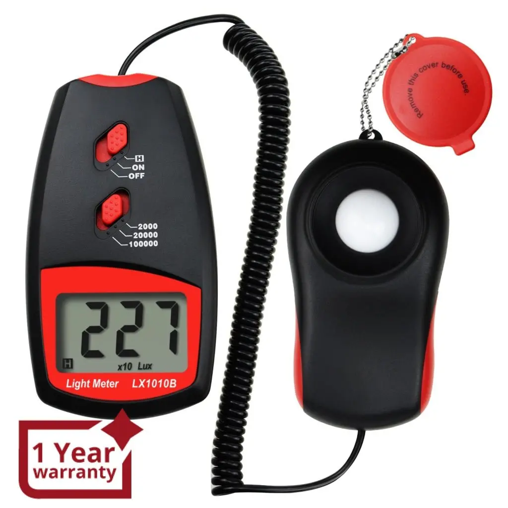 Lx-1010Bn Digital Light Meter Luxmeter 0~100,000 Lux W/ Selectable Range X1 X10 X100, Handheld Illuminance Tester Sensor Illuminometer Lighting Level Measurement, For Indoor Room Greenhouse Plants Home 1