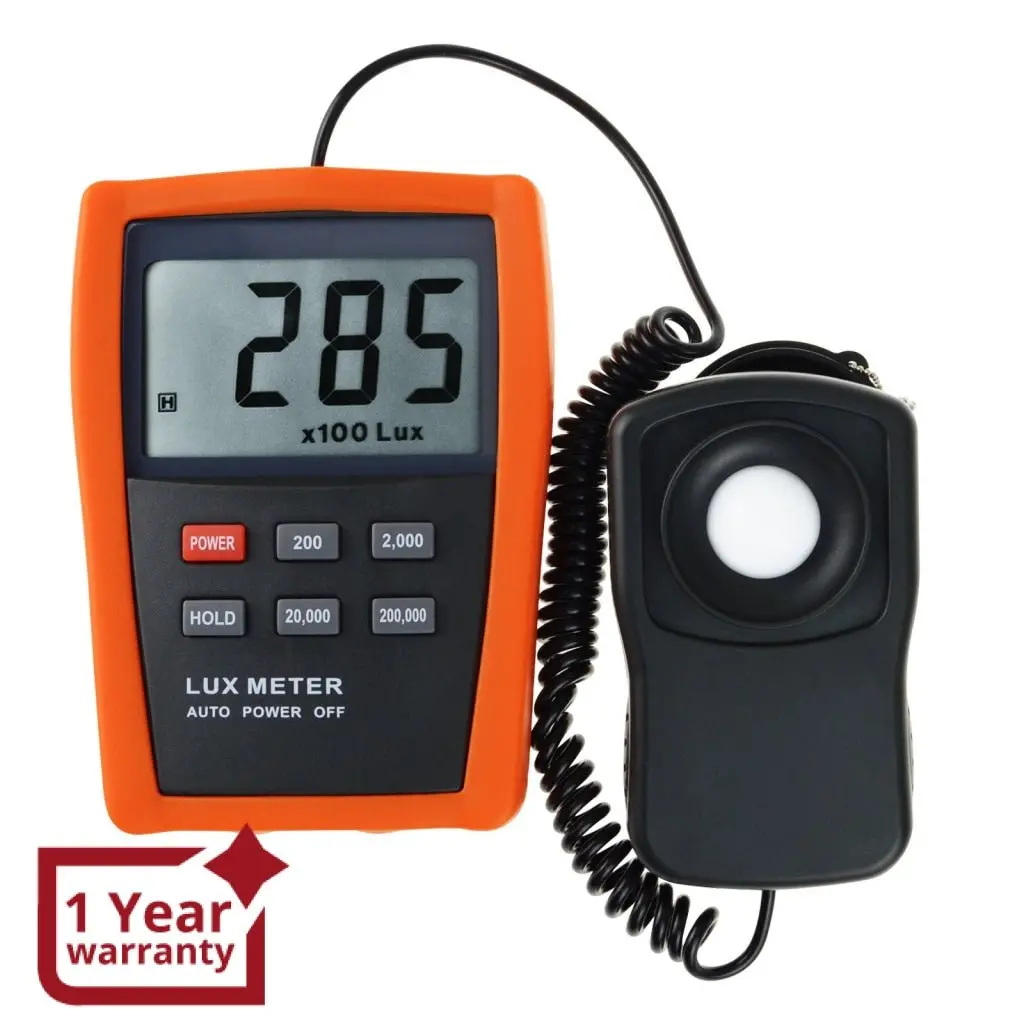 Lx-1332B Professional Digital Lux/ Light Level Meter 1~200,000 Lux Luminometer Illuminance Meter, 4 Ranges Tester With Photodiode And Filter Sensor + Data Hold Function 1