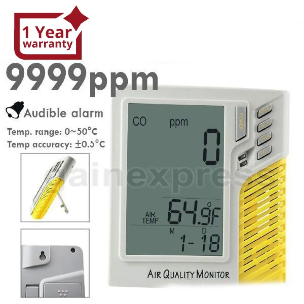 M0198101 Digital Wall Mount/Desktop 0~9999Ppm Co Monitor Temperature Tester Made In Taiwan 1