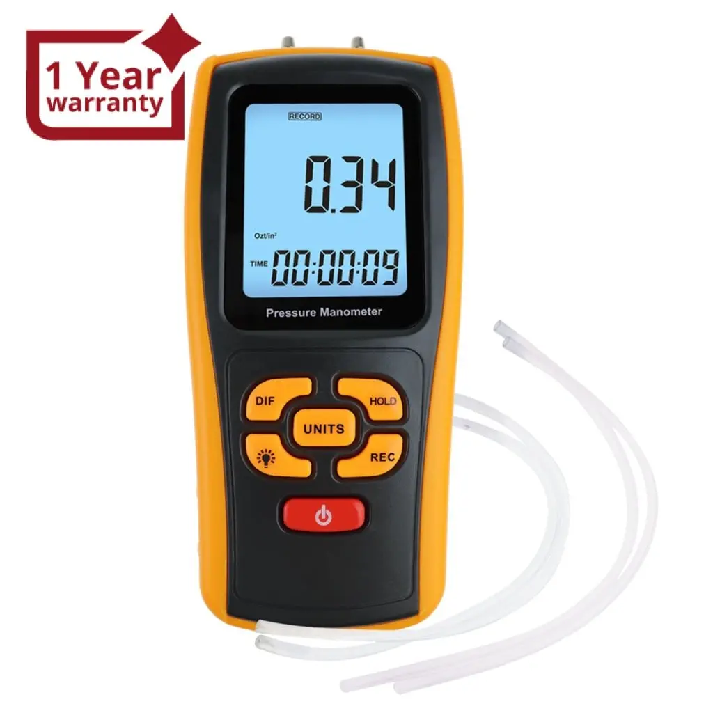 Man-277 Digital Manometer Digital Air Pressure Meter Differential Air Pressure Gauge Dual Port Hvac Gas Pressure Tester Handheld Portable Tool 1