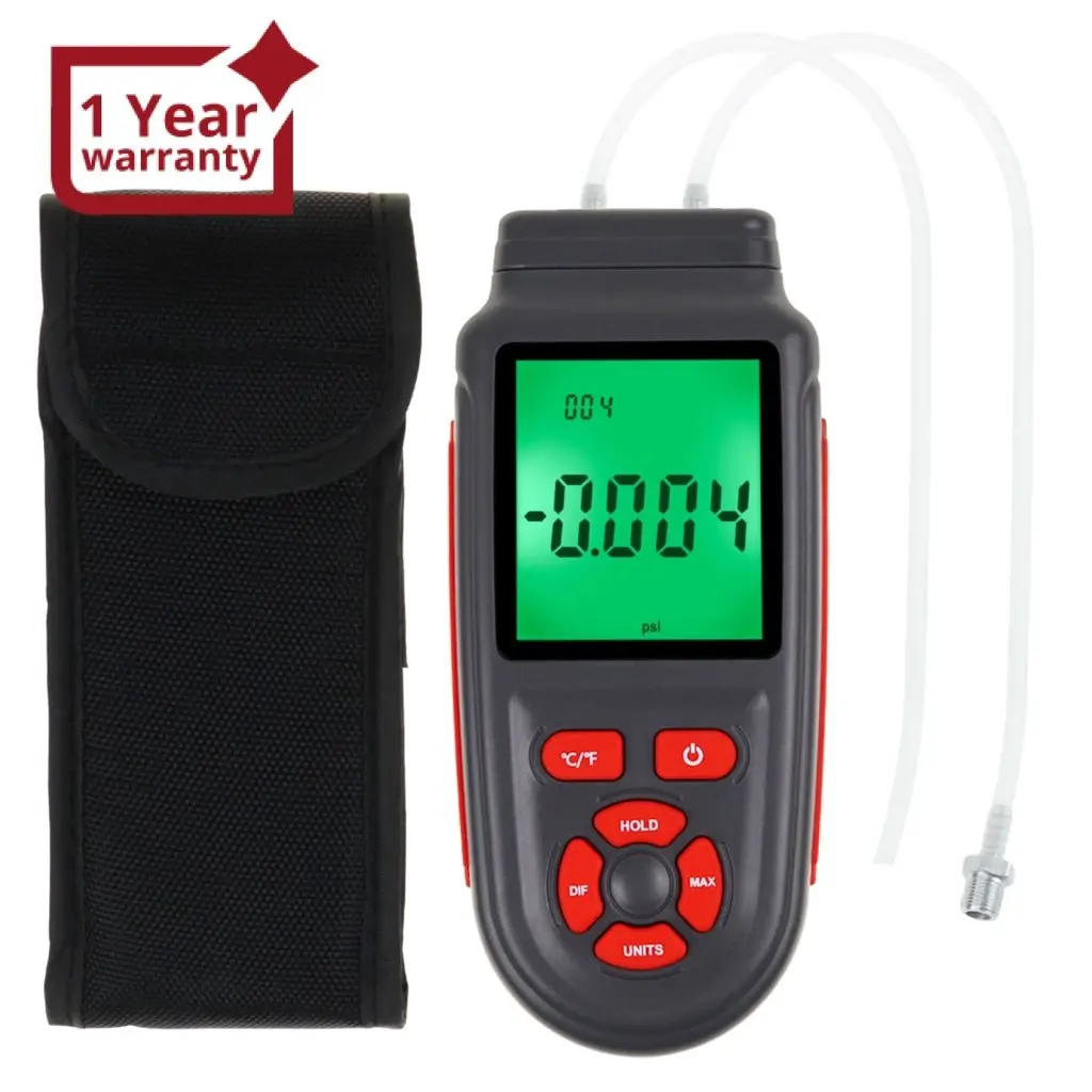 Man-346 Handheld Manometer Dual Differential Digital Gas Pressure Tester With Backlight 12 Selectable Units Air Pressure Gauge Hvac Tester With Data Storage Function 1